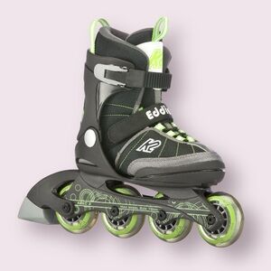 K2 Sports Junior Eddie 2012 Fitness Inline Skates in Black/Green, Size 1-5